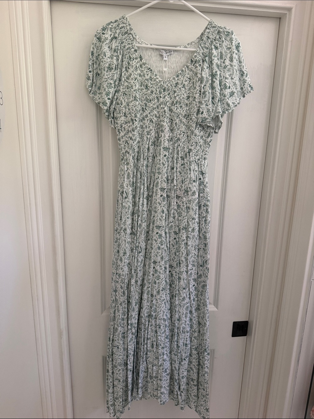 Baltic Born Light Green Floral Smocked Maxi Dress